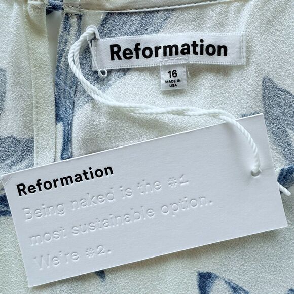 NWT Reformation Frasier Midi Dress in Lisse White & Blue Floral Size 16 - Picture 9 of 15